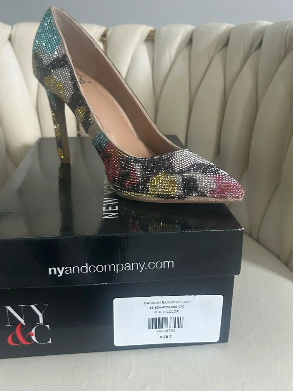 New York & Company Multi-Color Crystal Pointed Toe Heel